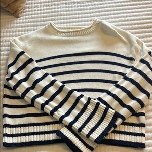 Striped Navy and White Women's Sweater